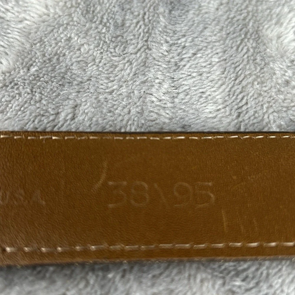 Vintage‎ Genuine Leather Belt Mens 38 Brown Classic Made In USA Preppy Heritage